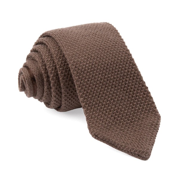 Pointed Tip Knit Brown Tie