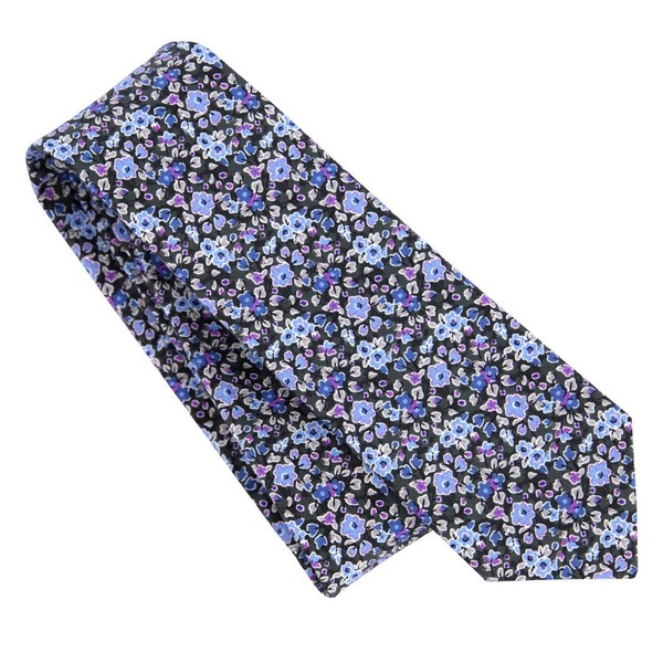Freesia Floral Charcoal Tie