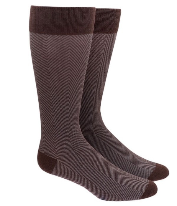 Herringbone Brown Dress Socks