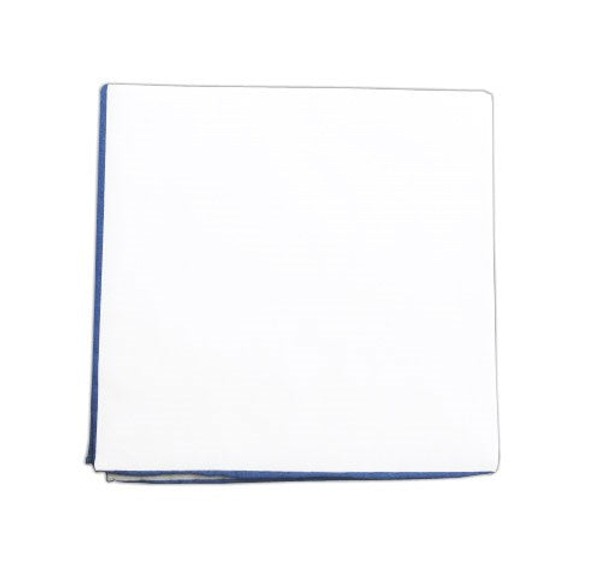White Cotton With Border Light Blue Pocket Square