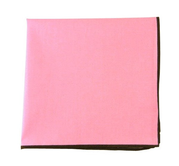 Solid Color Cotton With Border Baby Pink Pocket Square