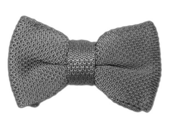 Knitted Grey Bow Tie