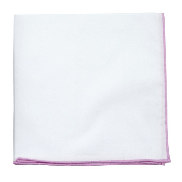 White Cotton With Border Pink Pocket Square