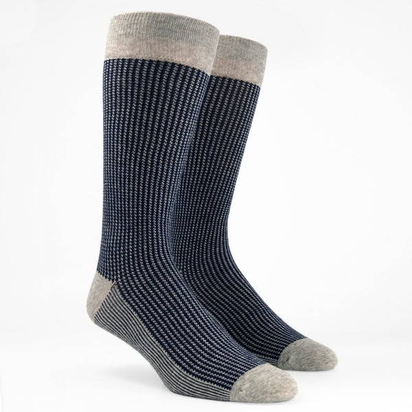 Micro Houndstooth Navy Dress Socks