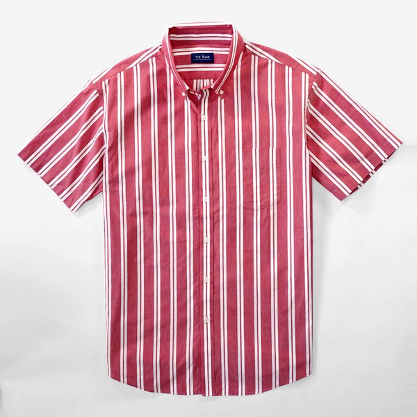 Awning Stripe Red Short Sleeve Shirt