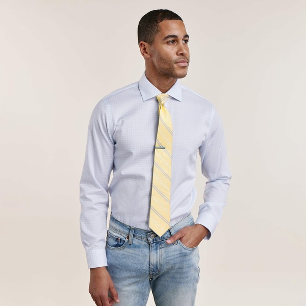 Mini Check Blue Shirt | Men's Cotton Dress Shirts | Tie Bar