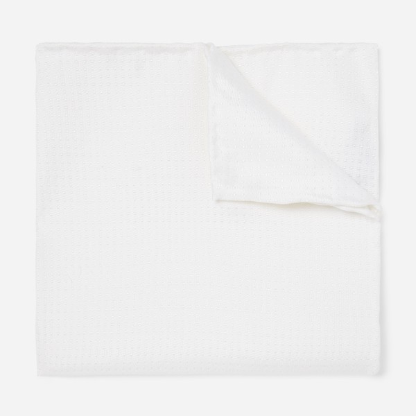 Cotton Pindot White Pocket Square