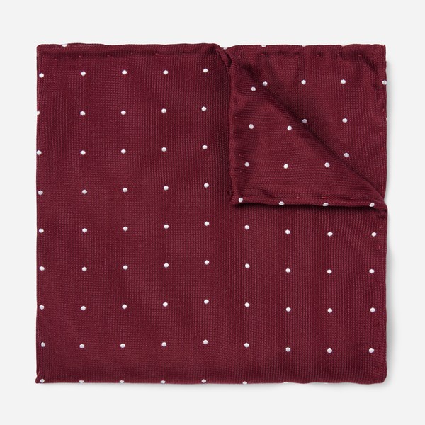 Dotted Report Burgundy Pocket Square