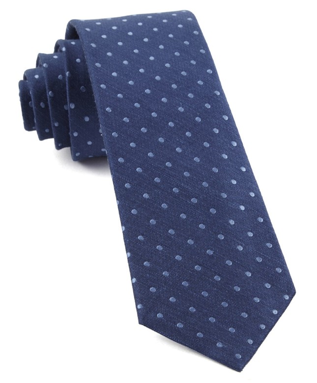 Dotted Dots Classic Blue Tie | Men's Linen Ties | Tie Bar