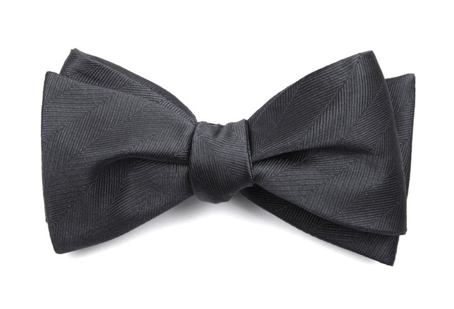 Herringbone Vow Charcoal Bow Tie | Men's Silk Bow Ties | Tie Bar