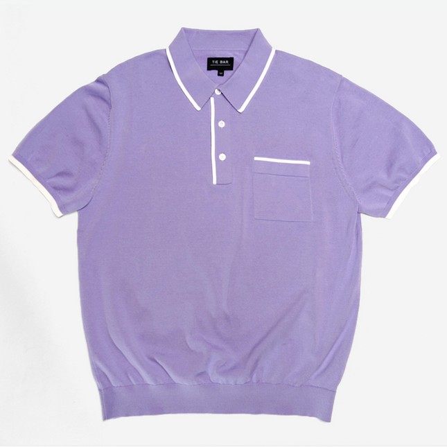 Tipped Cotton Sweater Lavender Polo | Cotton Polos | Tie Bar