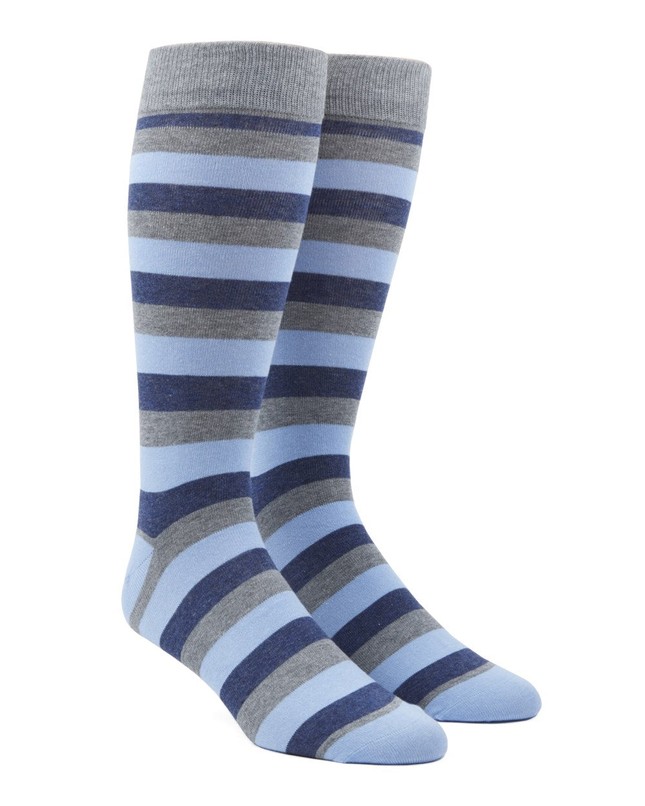 Varios Stripe Light Blue Dress Socks | Men's Cotton Socks | Tie Bar