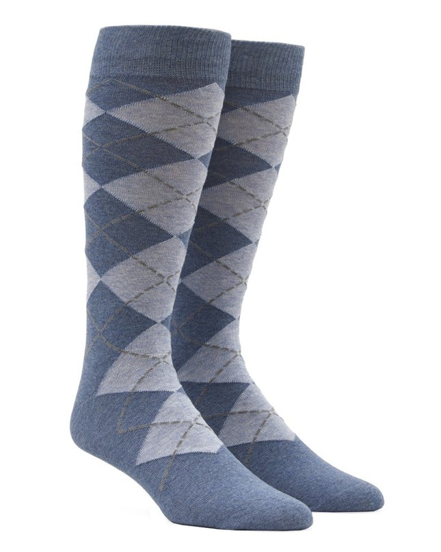 New Argyle Light Blue Dress Socks | Men's Cotton Socks | Tie Bar