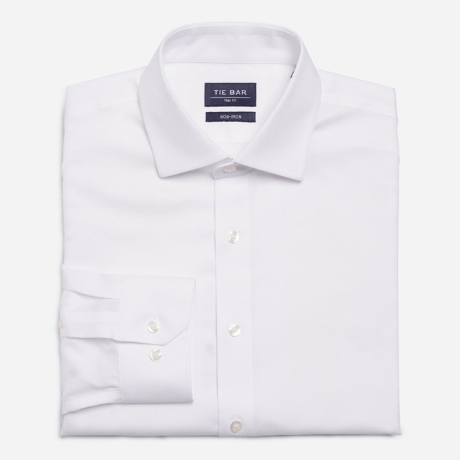 Textured Solid White Non-iron Dress Shirt | Men's Cotton Dress Shirts ...