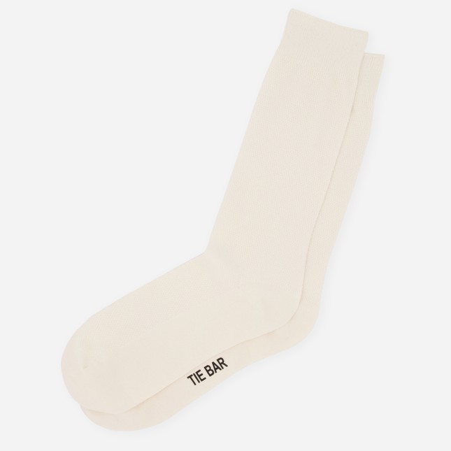 Solid Pique White Dress Socks | Men's Cotton Socks | Tie Bar