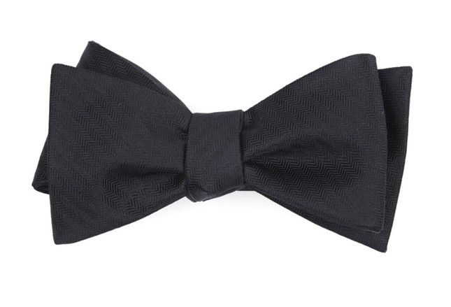 Sound Wave Herringbone Black Bow Tie | Men's Silk Bow Ties | Tie Bar