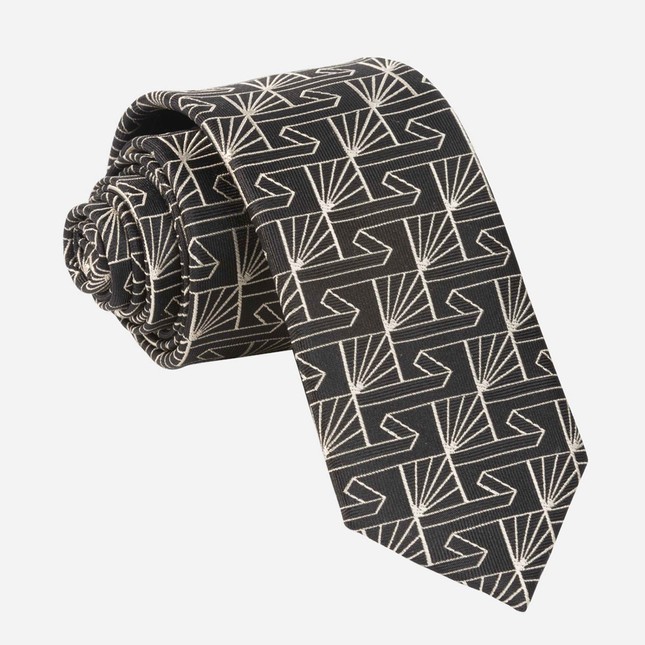 Art Deco Fanfare Black Tie | Men's Silk Ties | Tie Bar