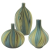 Green Wave Vases/Set Of 3
