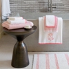 Signature Banded White/Coral Towel