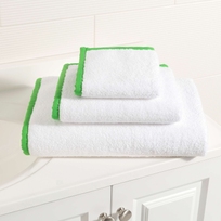 Signature Banded White/Grass Green Towel