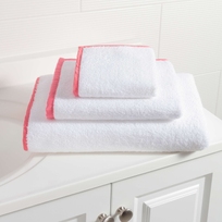 Signature Banded White/Coral Towel