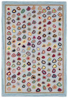 Cat's Paw Blue Micro Hooked Wool Rug