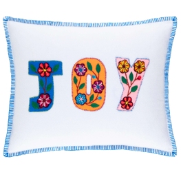 Embroidered Joy Multi Decorative Pillow