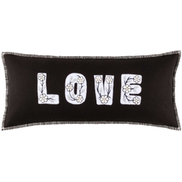 Embroidered Love Black/White Decorative Pillow