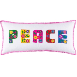 Embroidered Peace Multi Decorative Pillow