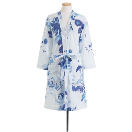 Happy Floral Voile Blue Robe