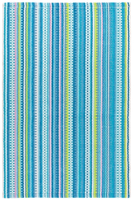 Lucky Stripe Blue/Green Woven Cotton Rug