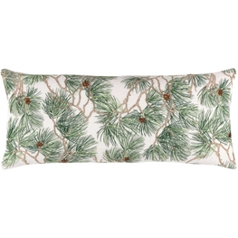 Pine Boughs Embroidered Ivory Decorative Pillow