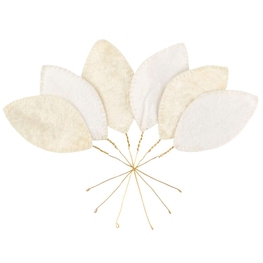 White Velvet Leaf Pick/Set Of 6