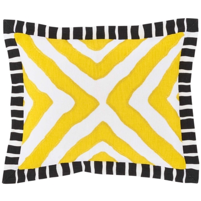 Arrows Linen Yellow/White Embroidered Decorative Pillow Cover