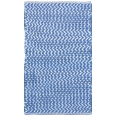 Herringbone French Blue/White Handwoven Indoor/Outdoor Rug