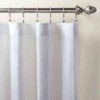 Striped Sheer White Curtain Panel