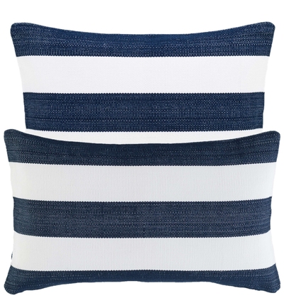 Catamaran Stripe Navy/White Indoor/Outdoor Decorative Pillow