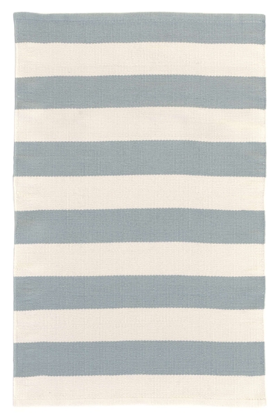 Catamaran Stripe Light Blue/Ivory Handwoven Indoor/Outdoor Rug