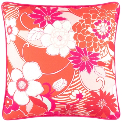 Far Out Floral Tangerine Indoor/Outdoor Decorative Pillow Cover