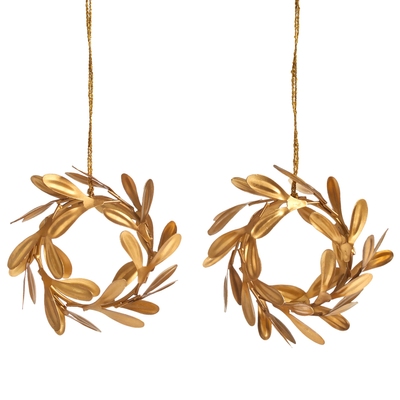 Gilded Gold Ornament/Set Of 2