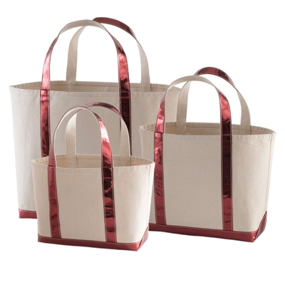Glam Canvas Natural/Cranberry Tote Bag
