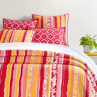 Happy Go Lucky Coral Coverlet