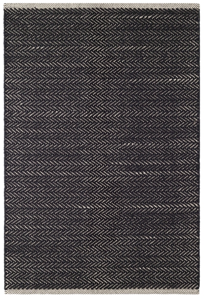 Herringbone Black Handwoven Cotton Rug