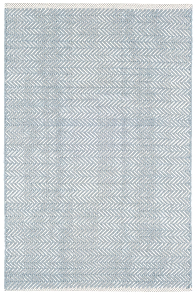 Herringbone Swedish Blue Handwoven Cotton Rug