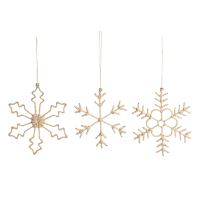Jute Wrapped Snowflake Ornaments/Set Of 3