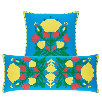 Kris Applique Blue Decorative Pillow