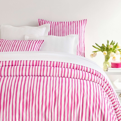 Painterly Stripe Pink Duvet Cover