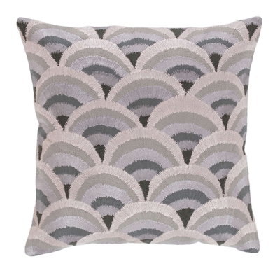 Peacock Embroidered Grey Decorative Pillow Cover