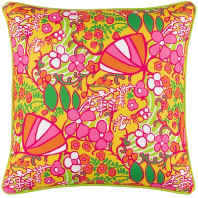 Psychedelic Floral Yellow Indoor/Outdoor Decorative Pillow Cover