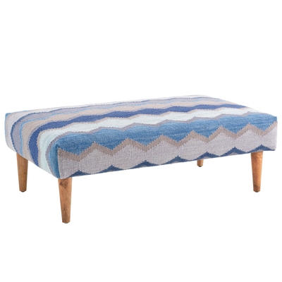 Safety Net Blue Tapered Natural Leg Rug Ottoman